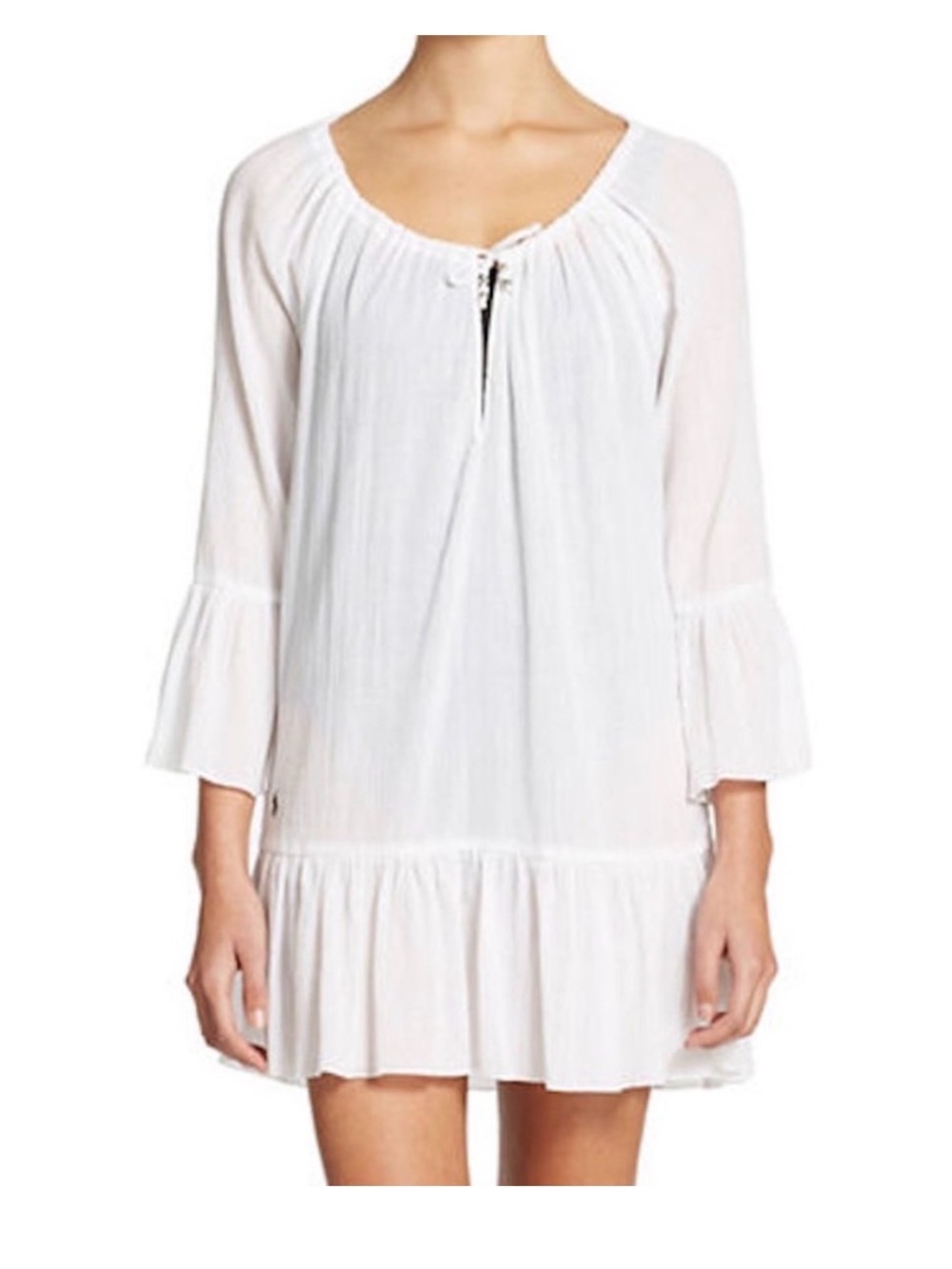 Polo Ralph Lauren White Crinkle Gauze Tunic Dress Cover Up - Size M